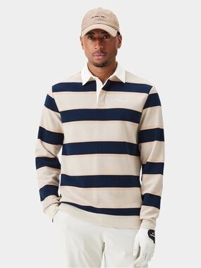 Macade Golf Men’s Striped Core Long Sleeve Collared Rugby Shirt, Size S